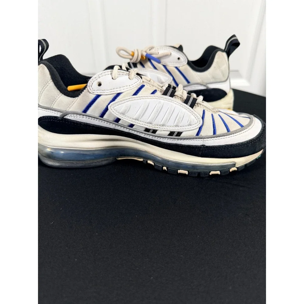 Nike Air Max 98 GS Kids White Deep Royal Blue Yellow CJ7393-100 Size 5.5Y